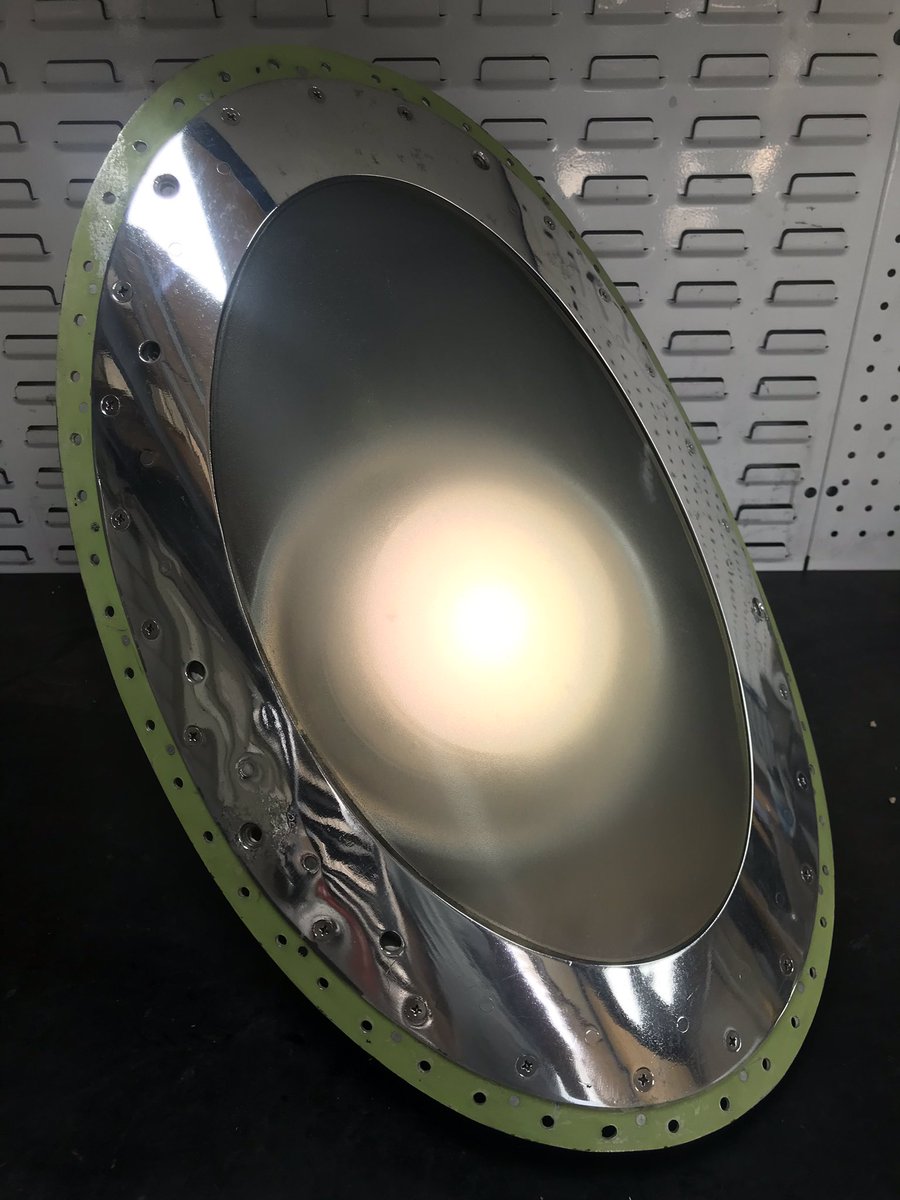Aerotiques's tweet photo. Sort of a #wingFriday We’re pleased to get this  #Boeing747 Leading edge landing light finished today. Repurposed as a table lamp with @philipshuedev LED intelligent light. https://t.co/TIOW2wdWFa