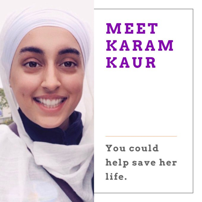 SikhPA's tweet photo. A Sikh led international drive to find a bone marrow donor for Karam Kaur, a 25-year-old Canadian optometry student, has led to events taking place across the world to help find a #matchforkaram.
See Event details - in USA, Canada & UK - in images. https://t.co/EBT6cmkQLk