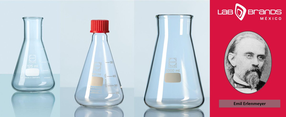 LabBrands's tweet photo. Un día como hoy pero de 1825 nació el físico alemán Richard August Carl Emil #Erlenmeyer, quien fue el inventor del frasco cónico. Conoce nuestros productos de #DURAN https://t.co/HFERPkRTLK