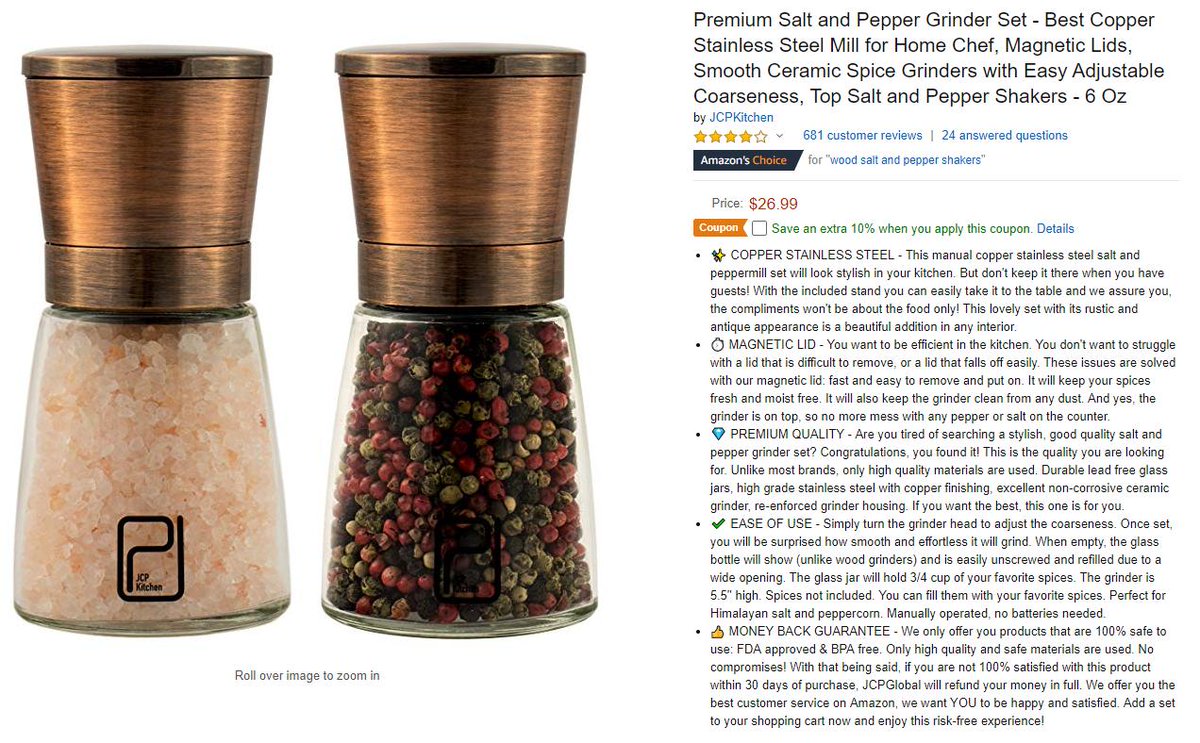 PJCKitchen's tweet image. 🤫 we have a 10% discount coupon active on our Copper Salt and Pepper Grinder Set...

Get your now: amzn.to/2ZZx7Yj