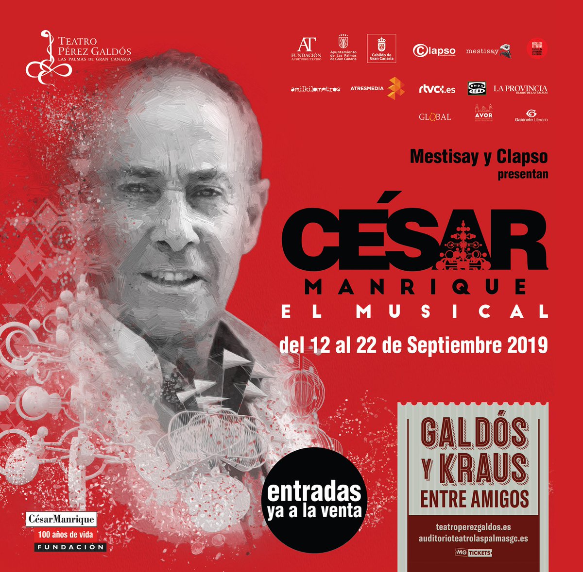 A 76 días de su estreno.

#CésarManrique #Centenario #100AñosDeVida #Lanzarote #Isla #Canarias #Art #Césarelmusical #cesarmanriqueelmusical #olgacerpaymestisay #clapso #TeatroPérezGaldós #Septiembre #LasPalmasdeGranCanaria