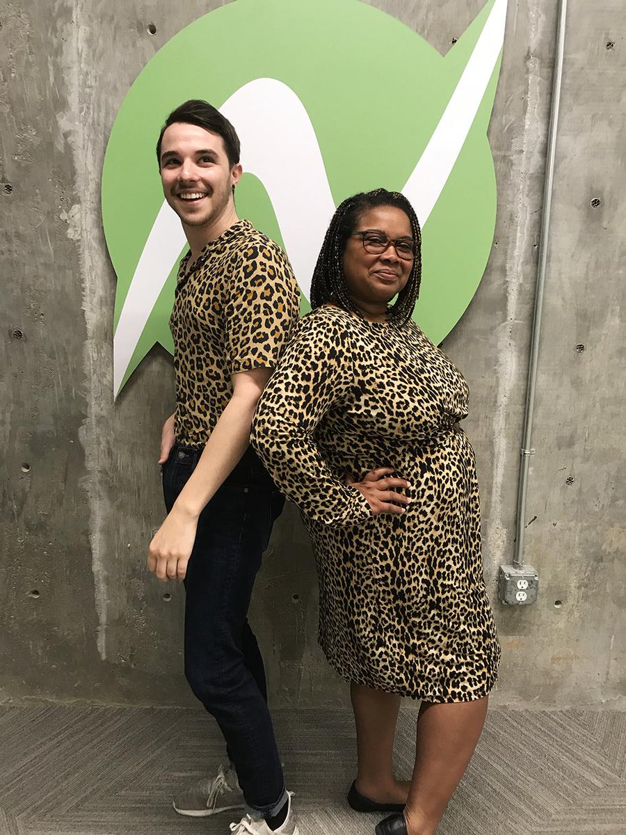 Netchex's tweet image. Happy #friyay from members of our marketing team who are #twinning today in cheetah! 

#Netchex #fashion #cheetahlicious