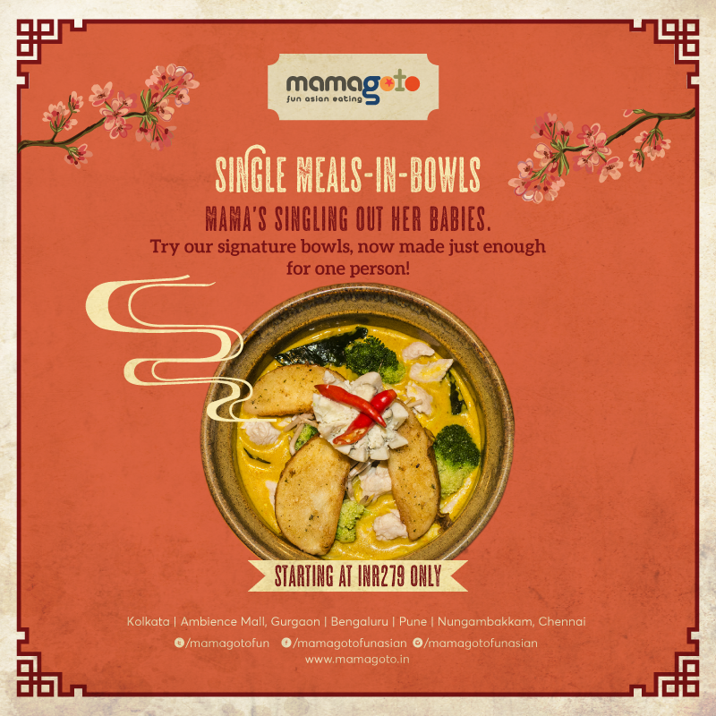 MamagotoFun's tweet photo. Mama's keepin it casual with Single Meals-in-a-Bowl! Single, but complete. Maybe not you, but Mama’s Signature Bowls! Just enough to stuff one belly! Starting at INR 279. Available at select locations! Log onto https://t.co/T4qOD5BNWc… &amp; make a booking today! #mamagotofunasian https://t.co/3hls9Re05D