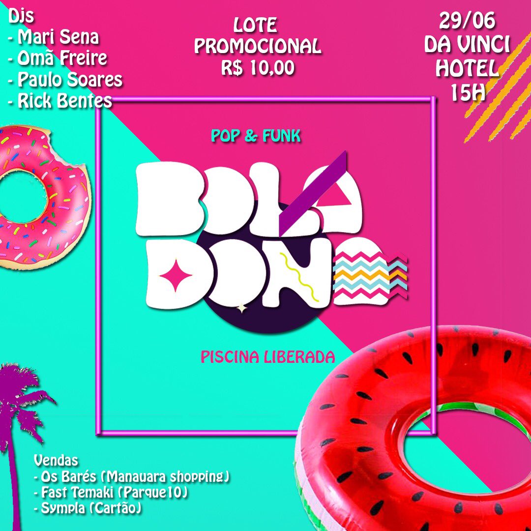 omafreire's tweet photo. #Boladona vou me jogar nessa piscininha aí hein! Amanhã rola Rods uma Pool Party no Hotel DaVinci a partir das 15h | Ingressos começam no valor de R$10 | Line Up: @maarianasena euzinho @Stevens_Paulo #RickBentes 🏊🏾‍♀️ https://t.co/hbHdsSbMgt