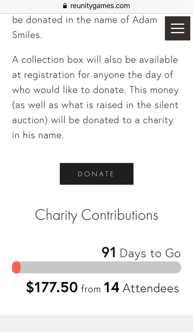 ReUnityGames's tweet image. We are only 3 t-shirt sales away from hitting $200 raised for charity in Adam Smiles’ name since our ticket sales launched 3 hours ago! 

You can buy yours by following the link below:

eventbrite.com/e/reunity-game…

#ReUnityGames