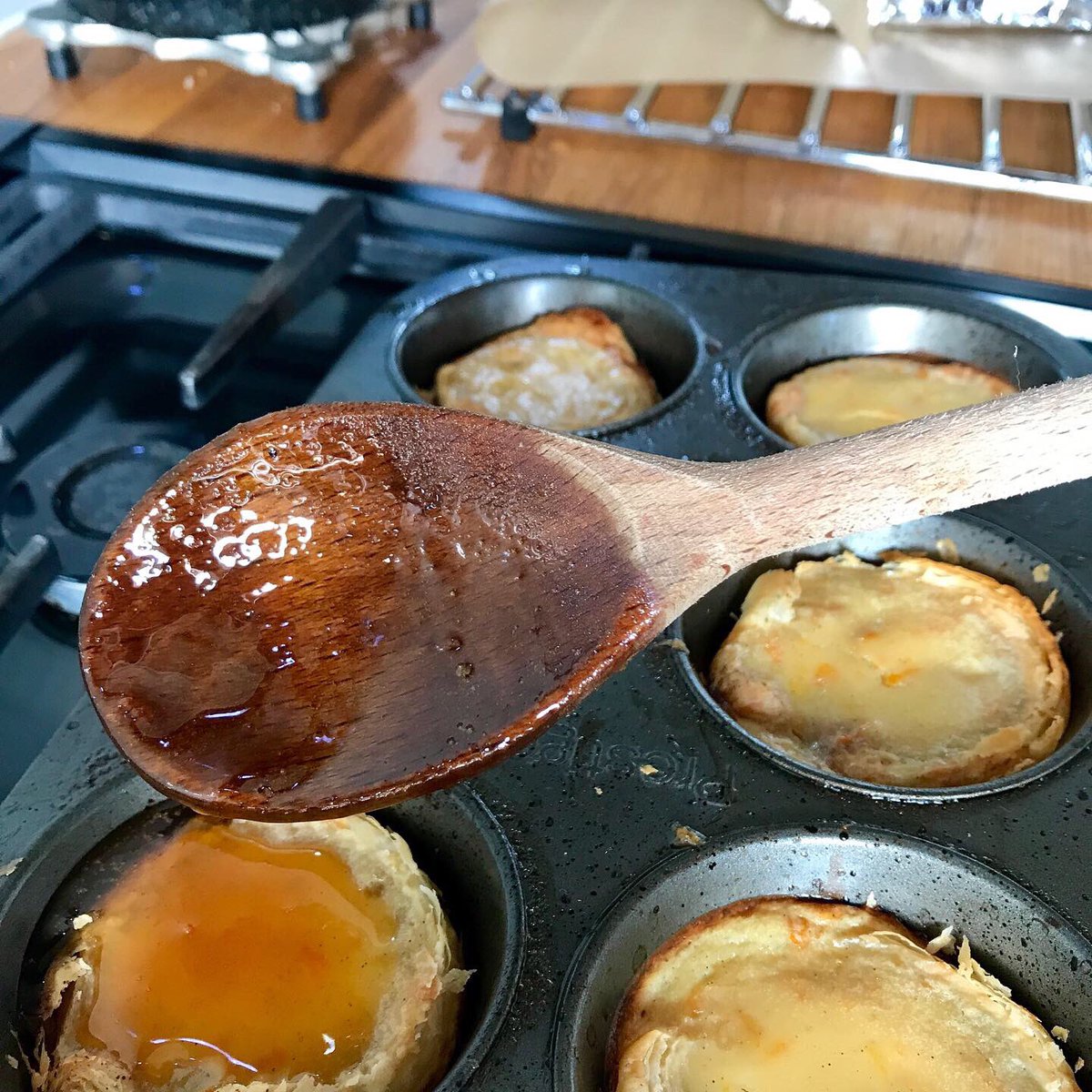 PilatesLiz's tweet photo. It’s summer, it’s hot, so I made some Portuguese tarts yesterday @therealjuliabradbury ! @maxreestore will be taste testing them for me & if they pass the Max test then I’ll make some more for you!🤸🏽♂️☀️#pilatesoriginal #getthecorefactor #summertreats #portuguesetarts @jamieoliver https://t.co/xiSz6BMUTM