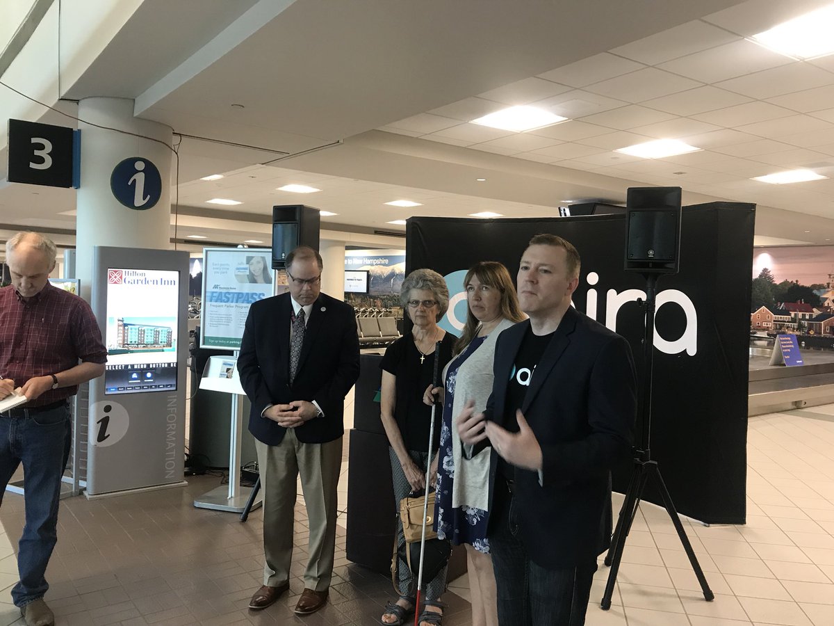 NHkevinsmith's tweet photo. Great to see @flymanchester teaming up with @airaio to offer assistance to their blind and visually impaired customers. Another reason #MHT is a great place to fly! https://t.co/Gl9NGEGRsW