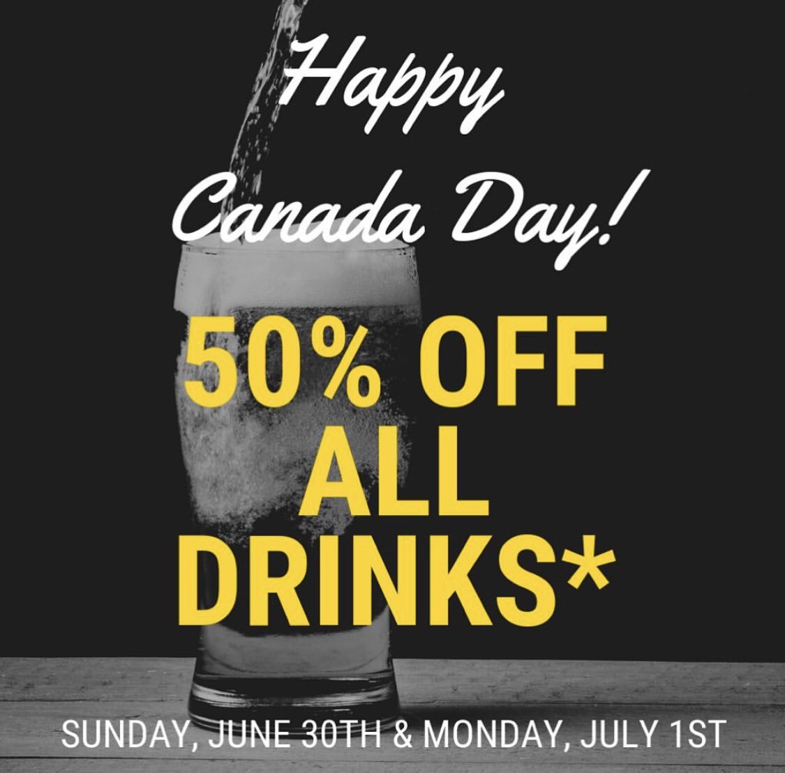 HAPPY CANADA DAY #YQL! Celebrate with 50% OFF ALL DRINKS and the best view of the fireworks in #Lethbridge! Reserve your table at watertowergrill.ca/book-now/