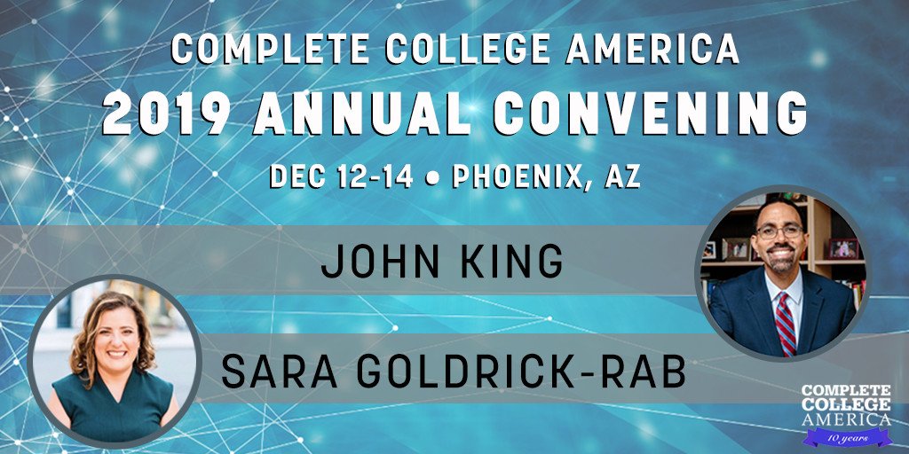 CompleteCollege's tweet photo. A decade of #CCAImpact and we’re just getting started. The 2019 Annual Convening will celebrate CCA’s 10 years as a leader in the college completion movement, and focus on what’s ahead and how we get there together - as a #CompletionNation. Register now: https://t.co/u7bw3U8GRj https://t.co/5dru8gYtiL