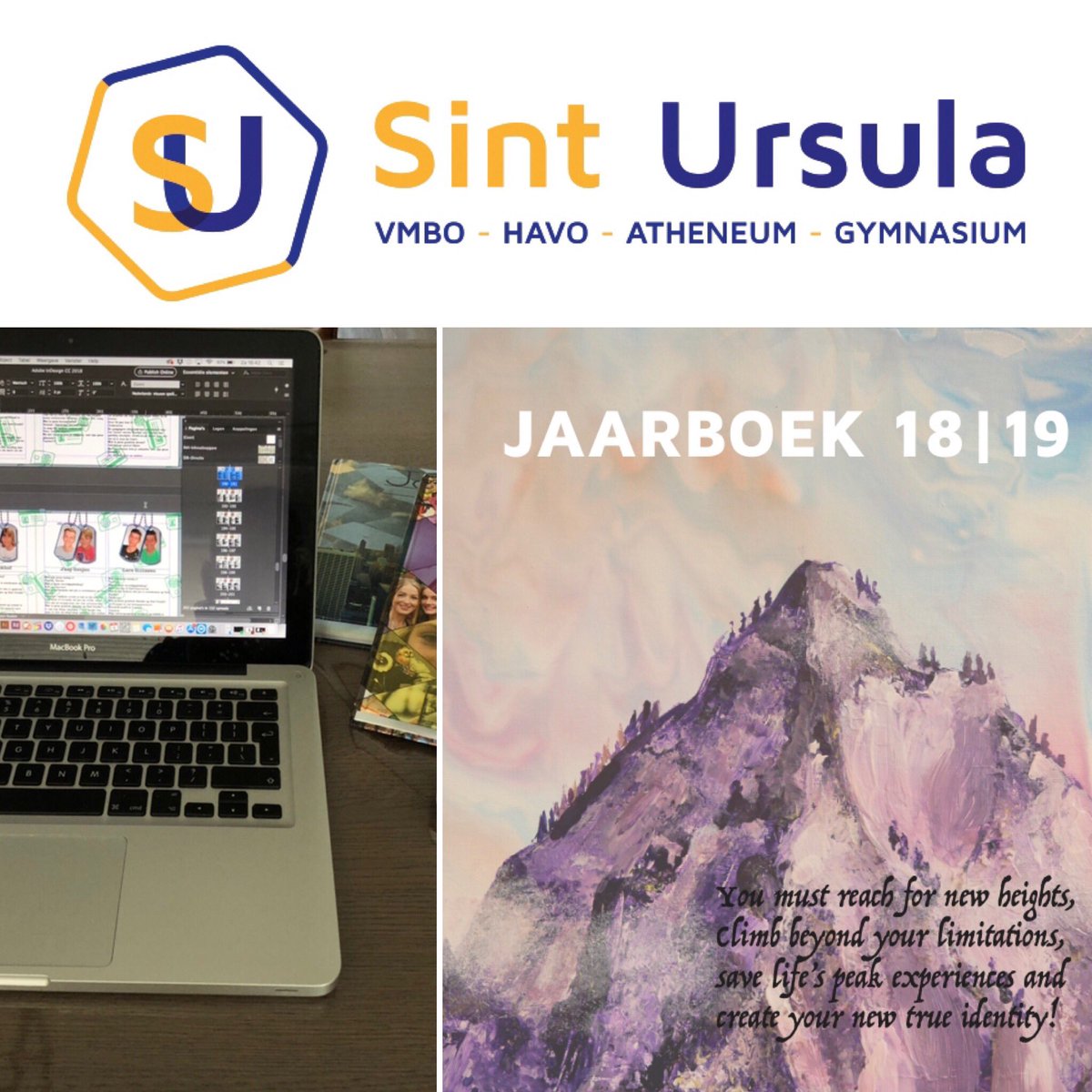 Yes yes het jaarboek voor de eindexamenleerlingen @UrsulaHorn ligt klaar. Woensdag 3 juli worden ze weer uitgereikt. Drukkerij GrafiGroep Zuid <a href="/WVerkennis/">William Verkennis</a> bedankt voor het drukwerk en ook een speciale dank voor Loes Berghs (VWO6), haar examenwerk mocht ik gebruiken voor de kaft.
