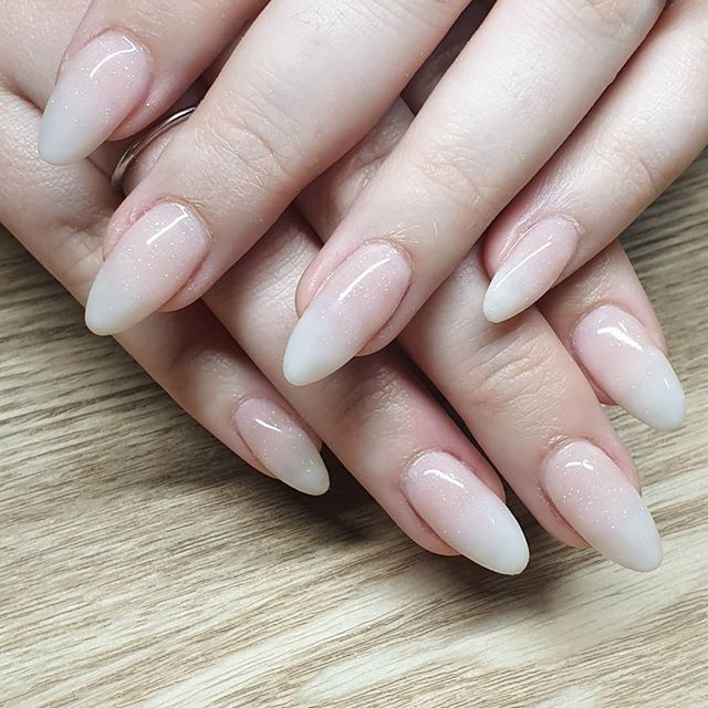 prohesion's tweet photo. A French ombre with a slight sparkle is our idea of a great weekend mani! @thenaillabgc used #ProHesion to get the look! #ombrenails #pinkandwhite #frenchfade https://t.co/VtXEm0YTka