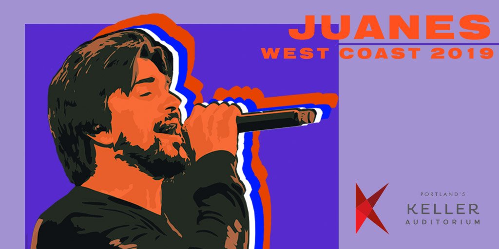 Portland_5's tweet photo. On sale today at 10am: @Portland_5 presents: @Juanes' West Coast 2019 tour • Thursday, September 5, 2019 • 8pm • #KellerAuditorium • Tickets via https://t.co/qdWWPAG8Vr, the @Portland_5 Centers for the Arts box office, and 800-273-1530. #juanes #portland5 https://t.co/Rir0FQhuPb