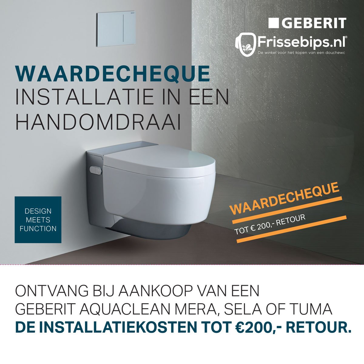 Vanaf 1 juli tot 31 juli 2019, krijg je van Geberit en Frissebips tot wel €200,- korting op de installatiekosten! 
frissebips.nl/bidetnieuws/ge…