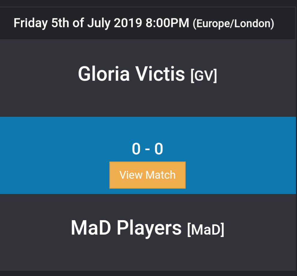 Next Friday 5th July we have T8 SCQ Division 1 Semifinals.
[Gv] v [MaD]
[MNG] v [2eZy]