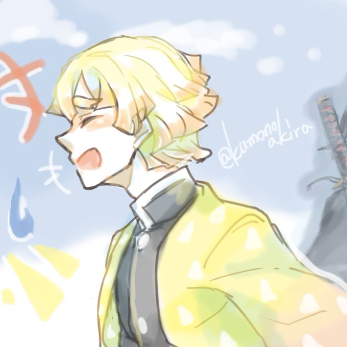 雲野 瑛さんがTwitterに投稿した我妻善逸(鬼滅の刃)のイラスト。