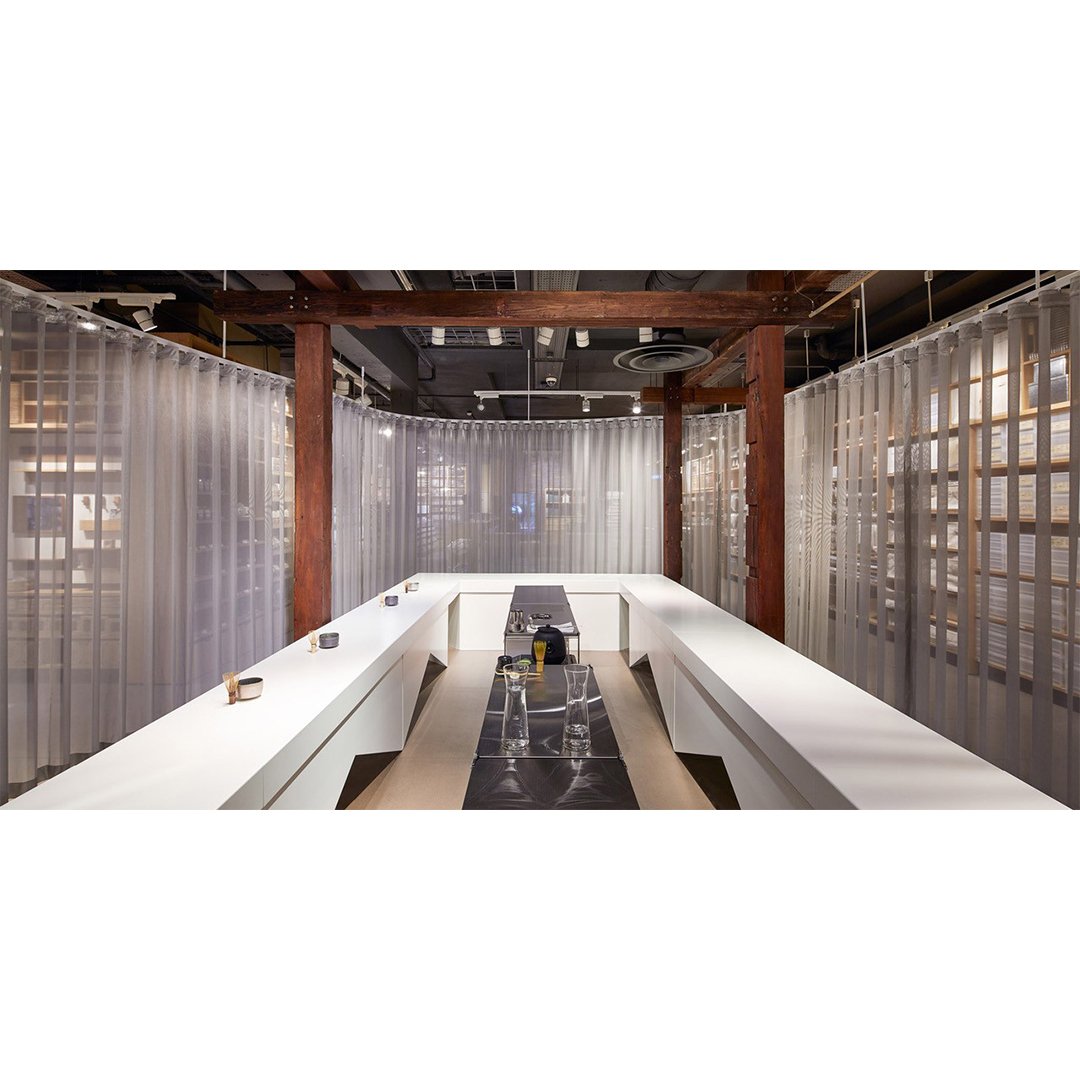 Enjoy rare Japanese teas in the pop-up bar at the Muji flagship store in London sourounded by our curtain fabric ALU BASE.
•
Copyright 2018 OHH Ltd + Photo by Andy Stagg