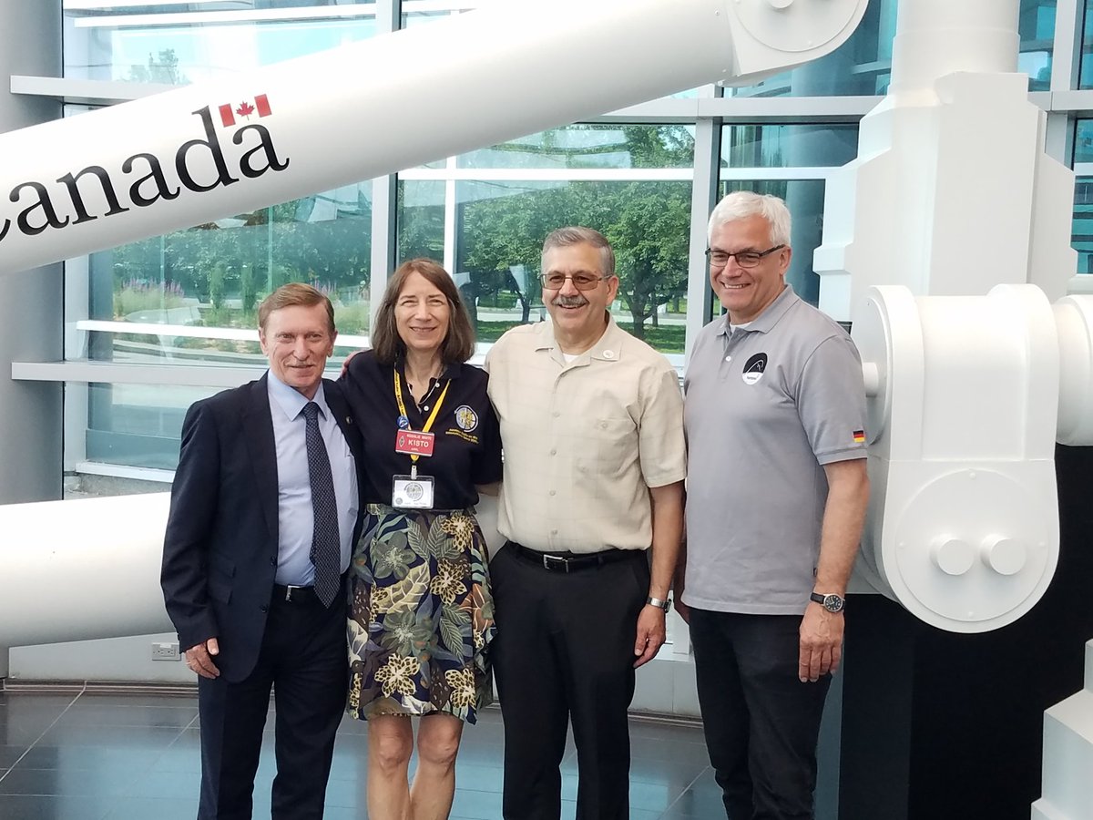 ARISS_Intl's tweet image. Last day for ARISS Int'l F2F Meeting at CSA in Montreal, CA. and a lot of picture taking. (L - R) Sergey Samburov, Rosalie White, Frank Bauer, Oliver Amend