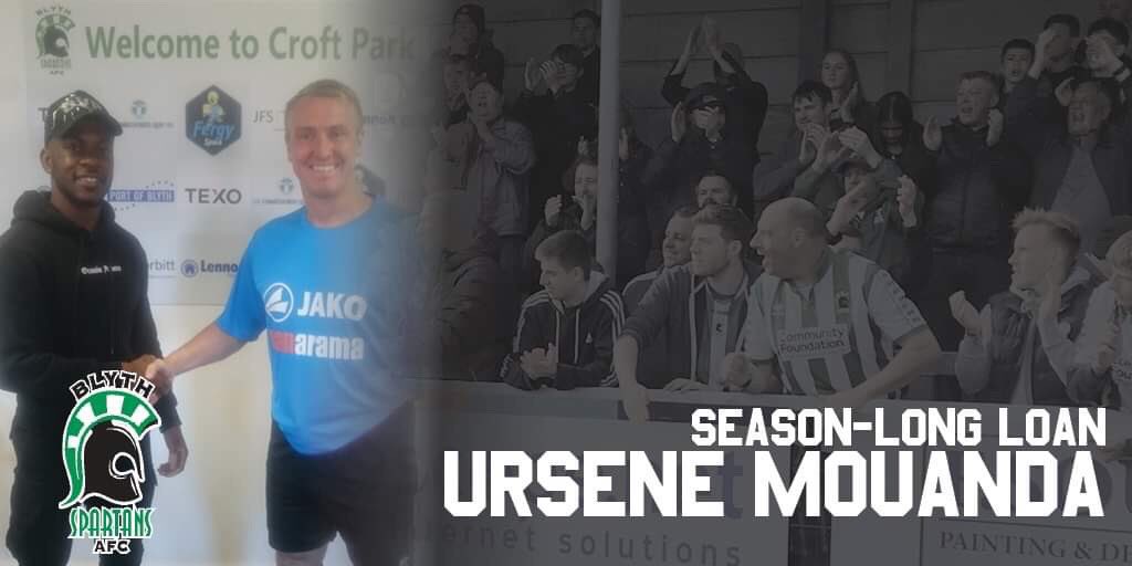Blyth_Spartans's tweet photo. 🤝 Loan deal 🤝

Please welcome ex-Rangers and Kilmarnock central midfielder Ursene Mouanda to Blyth Spartans ✍🏻

He joins on a season-long loan from @SouthShieldsFC! 

#ClarkyIsASpartan #HowayBlyth https://t.co/5DbDdBhRKO