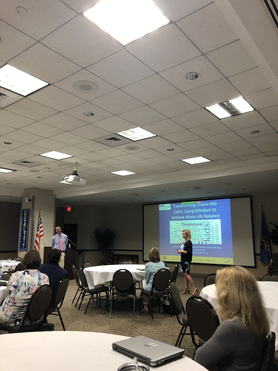 LSUHSCNursing's tweet photo. “Mindset, Strengths, and Grit to Create Work-Life Balance” from faculty and staff development series this morning with Drs. Jennifer Martin and Todd Tartavoulle!
#staffdevelopment #facultydevelopment  #nursing #nursingcare https://t.co/oyGimDJW5N