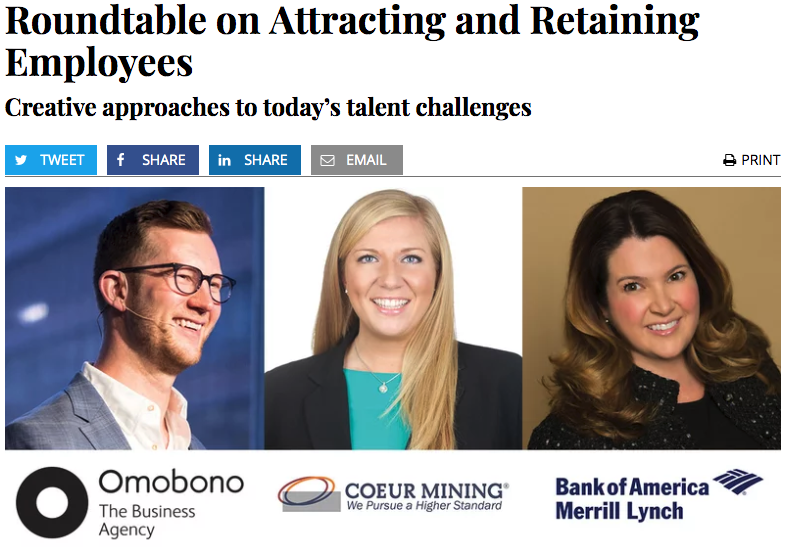 omobono_usa's tweet photo. .@CrainsChicago features our own @MrPhilipBlack alongside leaders from @BankofAmerica and @CoeurMining, Inc. in a roundtable on talent attraction and retention. Hint: think like a marketer, act like a brand. Here’s the full story:https://t.co/OJmNyzLT5U https://t.co/iFL6flSbrH