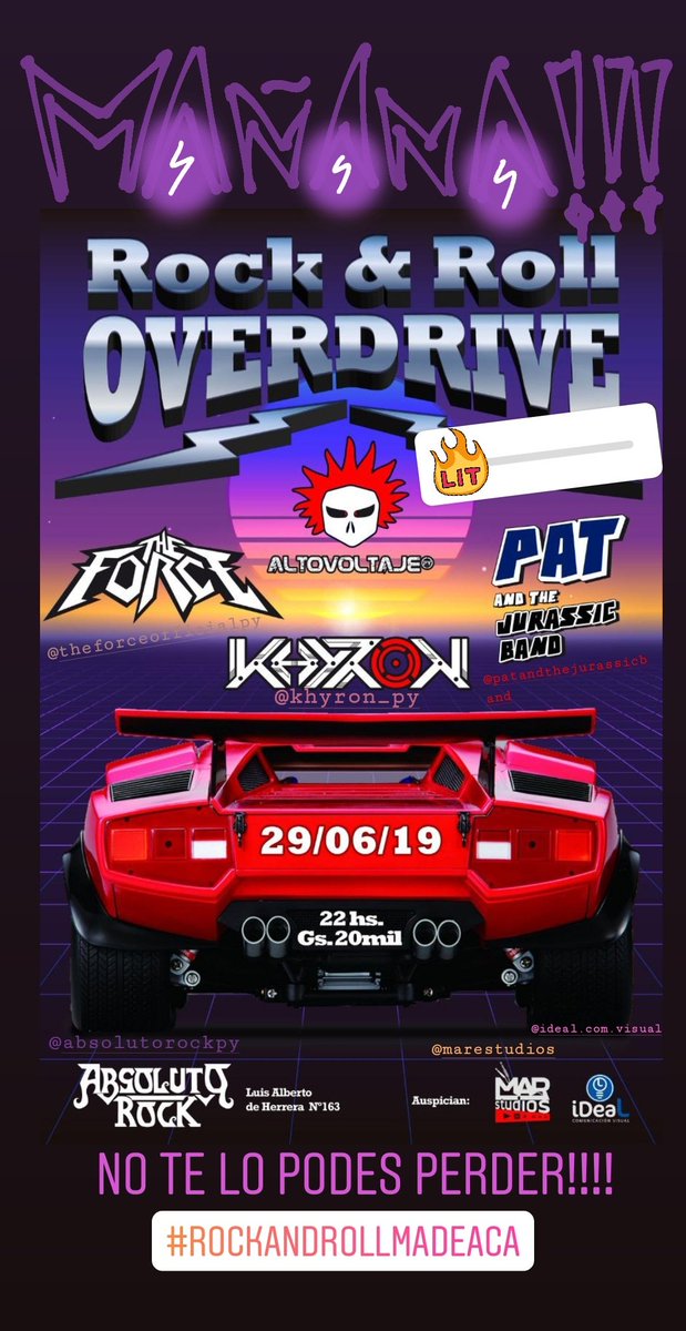 Estamos a 1 día!!!!
Se viene el Rock &amp; Roll Overdrive!!!
#rockandrollmadeaca