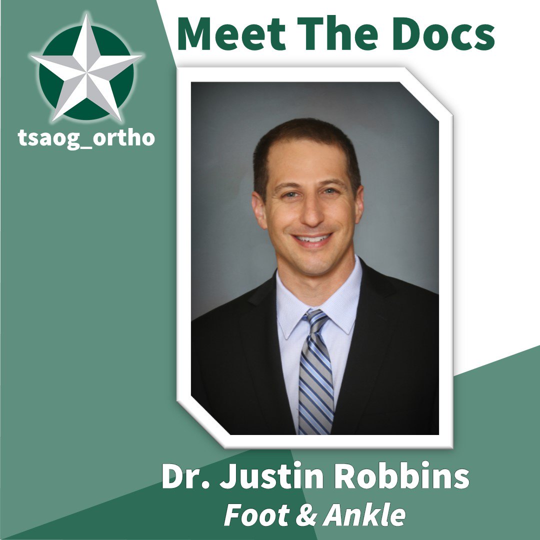 TSAOG_Ortho's tweet photo. TSAOG is pleased to welcome Dr. Justin Robbins to our practice! He is an orthopaedic surgeon, trained in conditions of the foot, ankle, & lower leg! He has appts avail. on 7/1/19 at our Stone Oak, Schertz, & New Braunfels locations. Call 210.281.9595 to schedule an appt! https://t.co/vY9t9Ljvrk