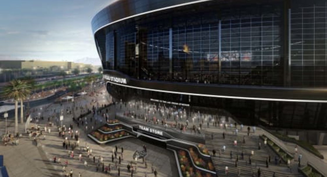 mickakers's tweet photo. Steel beams starting to be installed between the gap in the @LasVegasStadium where an 80-by-215-foot opening will feature lanai doors. The doors can open to a view of the Las Vegas Strip on days/nights weather permits. #vegas #raiders #stadium https://t.co/41juwci8FO