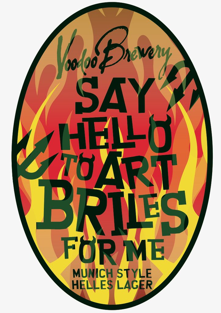 Now on tap at Arch and @voodoocompound, Say Hello To Art Briles For Me. This traditional Munich Helles Lager was inspired by the one and only @Stugotz790 from @lebatardshow which we listen to every day. 5.3% perfect for these hot Summer Days.
