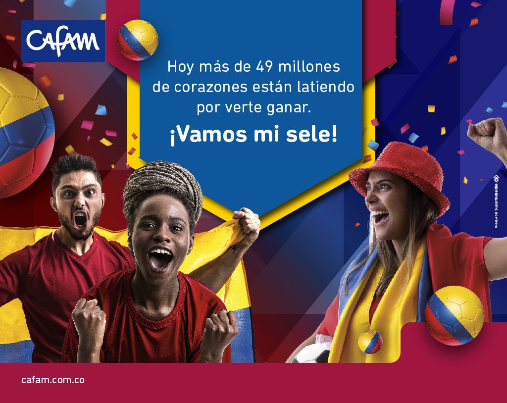 CafamOficial's tweet photo. Aquí esta el país que siempre te apoya, vamos por la copa mi selección Colombia  ⚽️⚽️🙌🙌 🇨🇴🇨🇴 https://t.co/UJs93Z3d1B