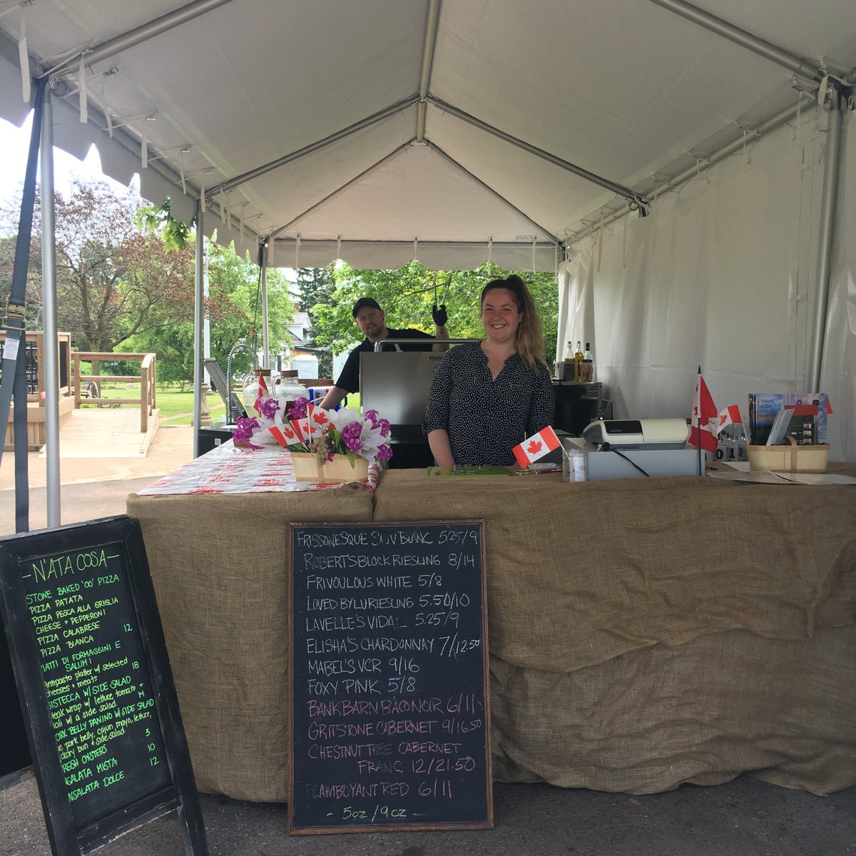 SueAnnStaff's tweet photo. Our #canadadaylongweekend starts NOW. @NataCosa is ready to cook you a fabulous #winerylunch &amp; Jessica's got the outdoor bar all ready to go for wine by the glass! Come up and see us (make us smile)! #canadaday #VQeh #niagarawine #20valleywines https://t.co/0fIMuNHaJG https://t.co/jHyWCAIe2D