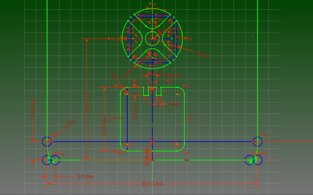 robotaleh's tweet image. Sigo practicando y mejorando con #FreeCAD comenzando a dar forma al diseño de #FujitoraBot, robot siguelíneas con Brushless de @OPRobots, que ya teníamos hecho en SketchUp.
Igual me estoy pasando cuatro pueblos con las restricciones 😅