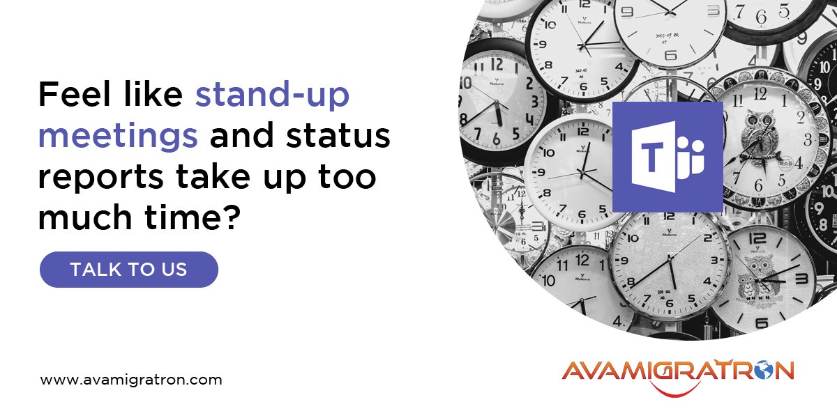 AVASOFTWARE's tweet photo. Your team can now collaborate on projects on Teams and provide updates no matter where they are. Start using Teams for project management and eliminate daily stand-up meetings or reports! @AVASOFTWARE
https://t.co/9Sou8ancsS
#slackmigration #msteam #migratetoteams #AVAMIGRATRON https://t.co/C5yhXATV1n