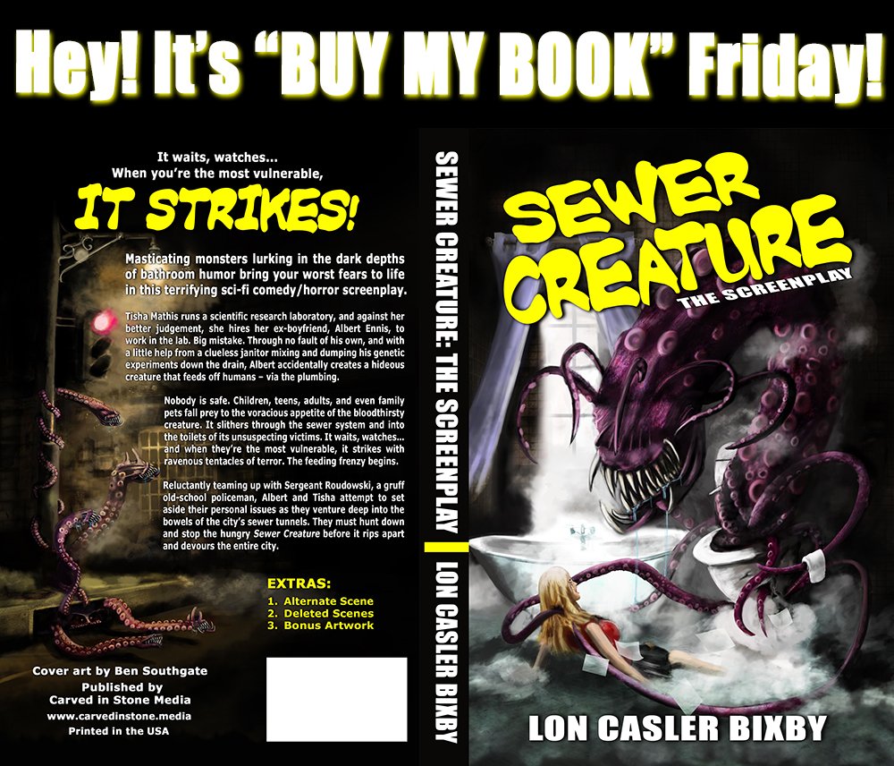 LonBixby's tweet photo. SEWER CREATURE THE SCREENPLAY
#sewercreature #comedyhorror #horrorcomedy #horror #sciencefiction #bookstagram #twitterbooks #bookpage #bookshelf #booklovers #bookbub #netflix #netflixmovies #screenplays #screamplay #buymybookfriday #humoroussciencefiction
https://t.co/Y6juado7lo https://t.co/4PgjWnkjVz