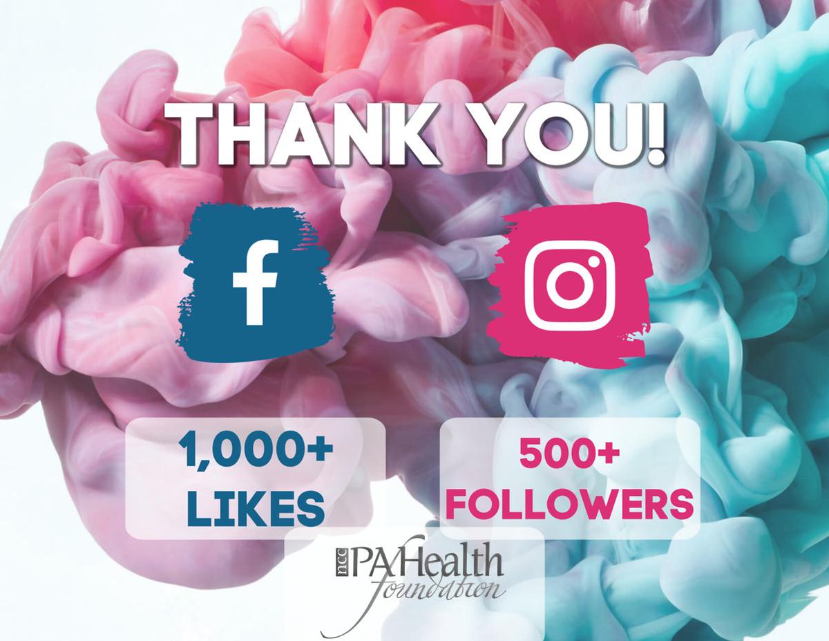 nccPAHealthFdn's tweet photo. It’s a #FantasticFriday! We are thrilled to be connected to over 1500 Certified PAs and PA students. We are excited to continue to spread #PAPositivity, &amp; looking forward at what’s to come!  Join them! Follow us on Facebook &amp; Instagram (@nccPAHealthFdn). Connect with you soon! https://t.co/1YFXPd5vab