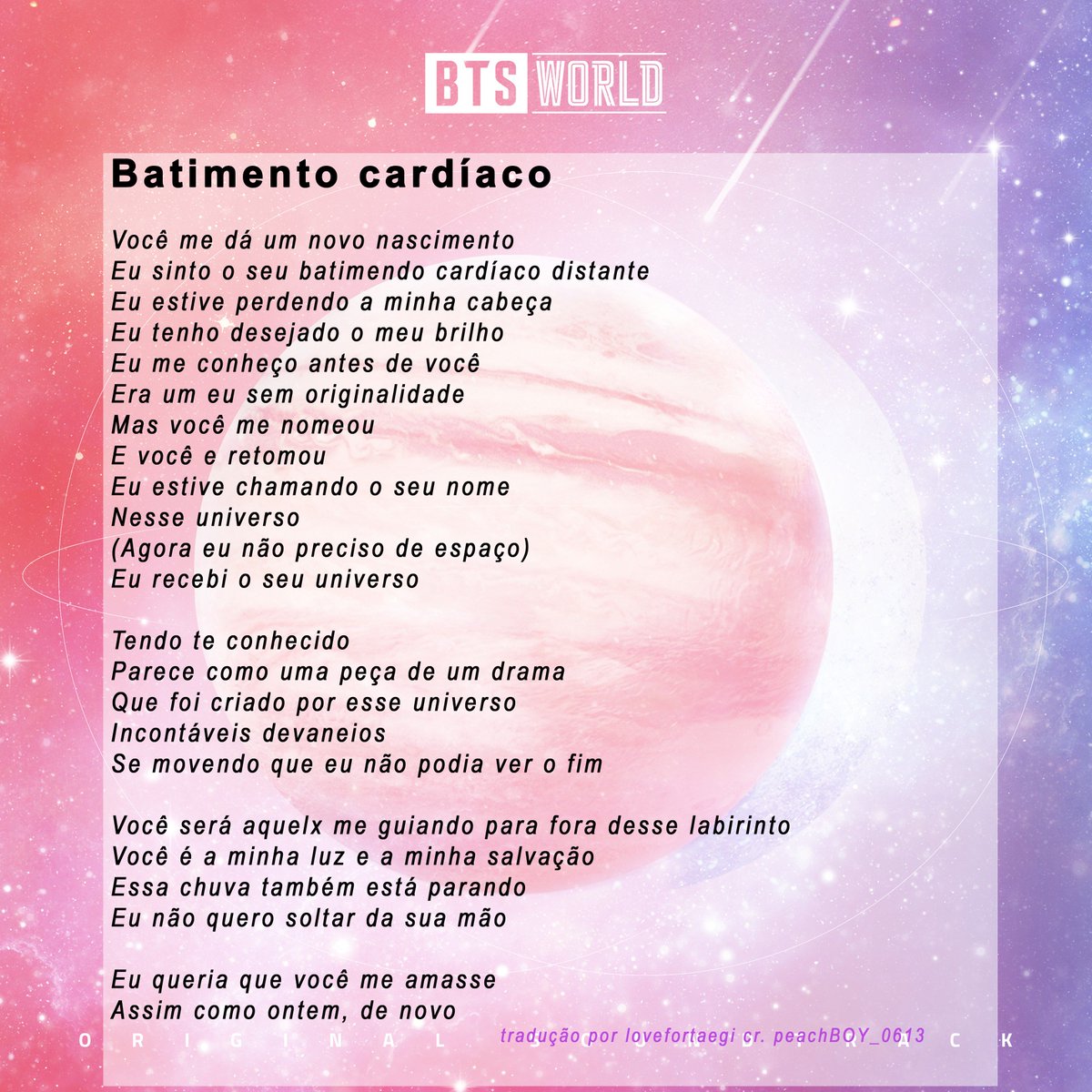 moonsaturnm's tweet photo. tradução de 'Heartbeat' #Heartbeat

essa música sim é uma história sendo contada aos olhos dos garotos sobre como eles estavam descobrindo um novo universo ao estar em busca da realização de seus sonhos.
#HeartbeatOutNow @BTS_twt #BTS https://t.co/tvxDBgJZYW