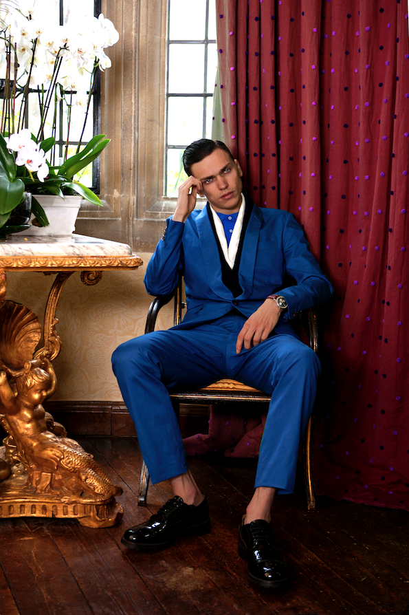 Karl wears royal blue cotton TYSON slim shawl lapel suit. For more inquiries email mtm@casely-hayford.com