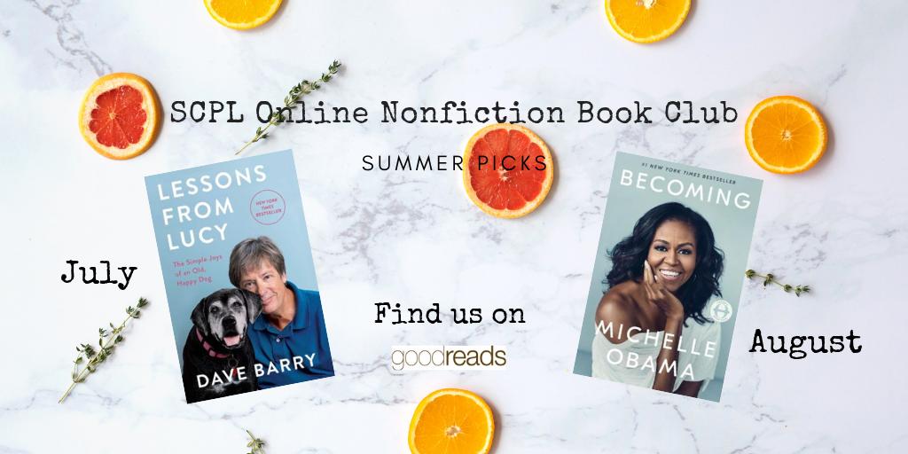 stcathlibrary's tweet photo. We’re excited to talk about these hot titles this Summer! Join our Online Nonfiction Book Club to join in the conversation! Find our @goodreads group here: https://t.co/ItY31glcke
#onlinebookclub #scplibrary #summerreading #lessonsfromlucy #becoming https://t.co/eB8dcFj1UF