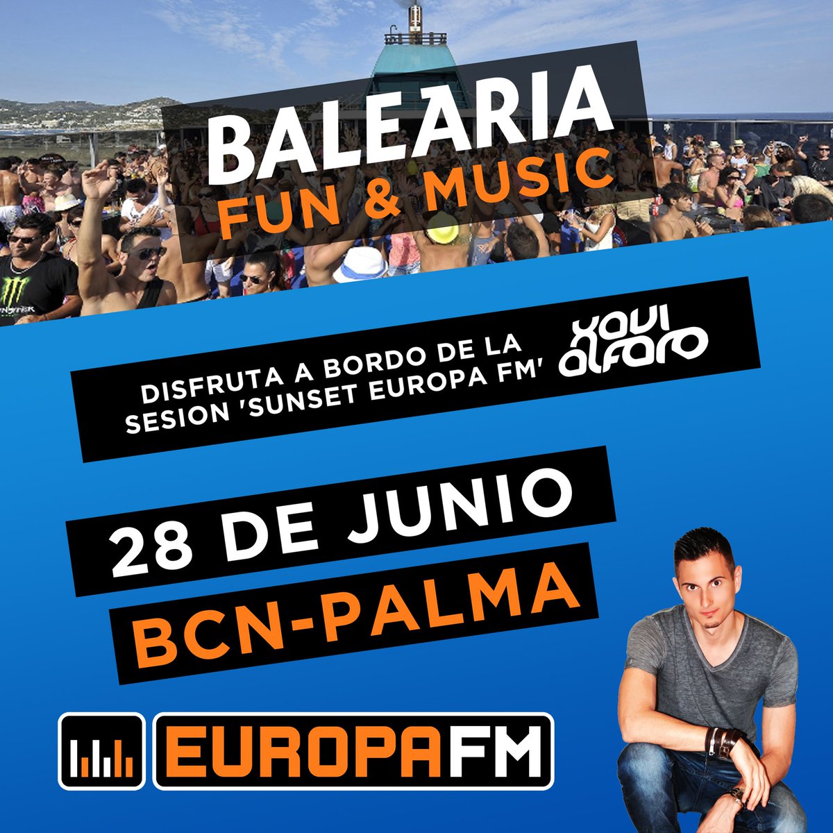 Esta noche nos vemos a bordo del <a href="/Balearia/">Baleària</a> BCN-PALMA en la sesión 'Sunset <a href="/europa_fm/">Europa FM</a>' 

#party #music #dj #deejay #party #summer #boat #sea #holidays #festival #xavialfaro #balearia #europafm #crazy #night #people #love #music #pioneer #vacaciones