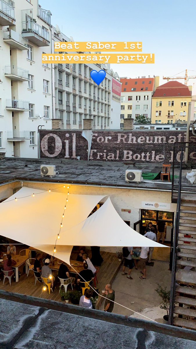 BeatSaber's tweet image. Yesterday, we had Beat Saber 1st anniversary party! We had great food, beers and our friends around and it was amazing! 💙 Such a nice evening. Thank you everyone!