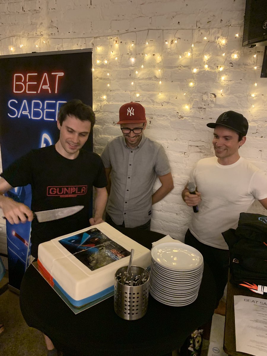 BeatSaber's tweet image. Yesterday, we had Beat Saber 1st anniversary party! We had great food, beers and our friends around and it was amazing! 💙 Such a nice evening. Thank you everyone!