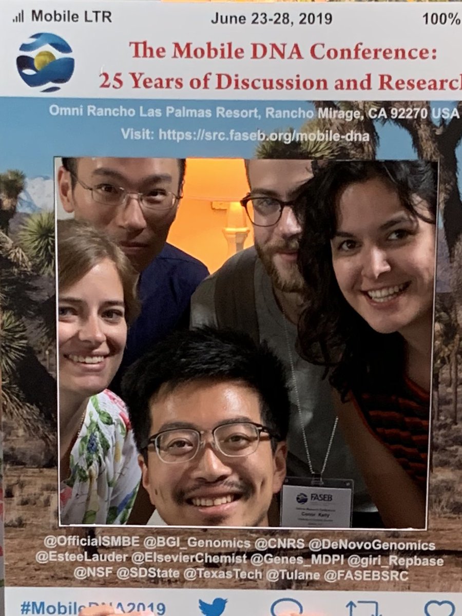 edchuong's tweet photo. Big thanks to the organizers for a fantastic transposon meeting! @TeamLINE1 @RichardCordaux @RayLabTTU, Victoria Belancio, Stephane Boissinot #MobileDNA2019 #mobileselfie https://t.co/z6mRUhflvn