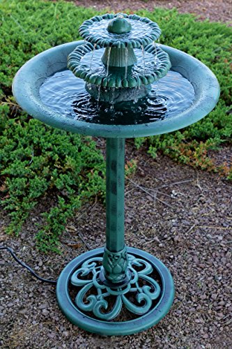 TopHomeNGarden's tweet image. is.gd/59KJjQ - Alpine Corporation 3-Tiered Pedestal Water Fountain and Bird Bath - Ceramic Vintage Decor for Garden, Patio, Deck, Porch - Green