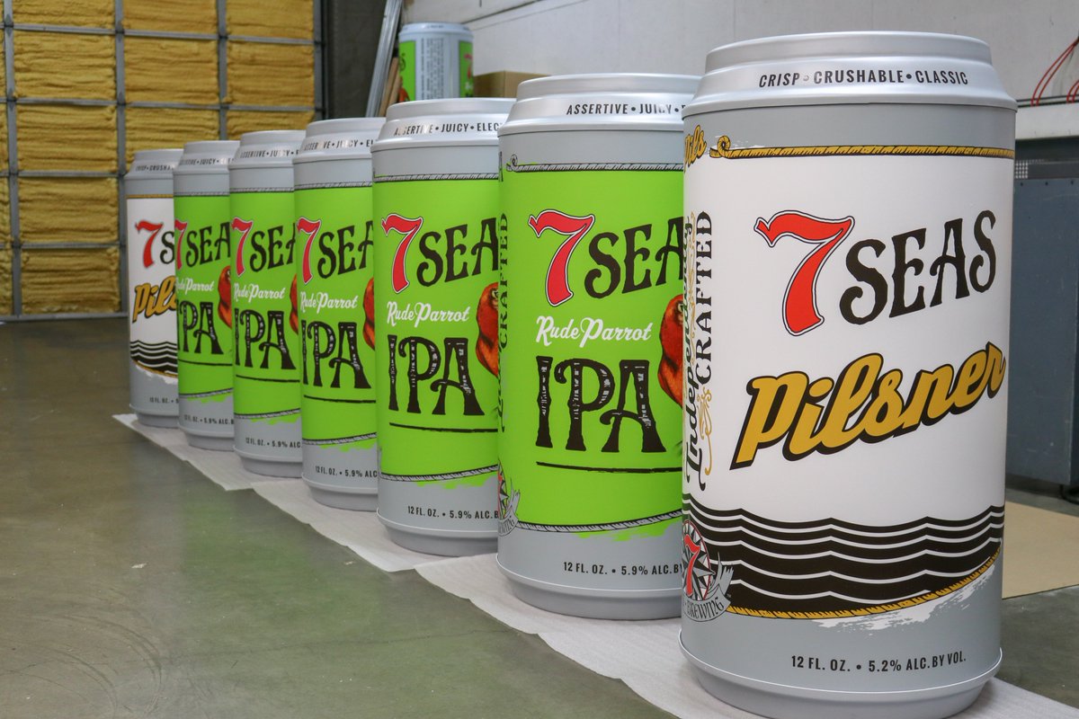 VisualOptions's tweet photo. We had so much fun connecting with the guys at @7seasbrewing and creating these giant beer cans for them. We were able to digital print their signature-style artwork featuring their Pilsner and Rude Parrot IPA in a larger-than-life way. https://t.co/KCa3IFZdo4