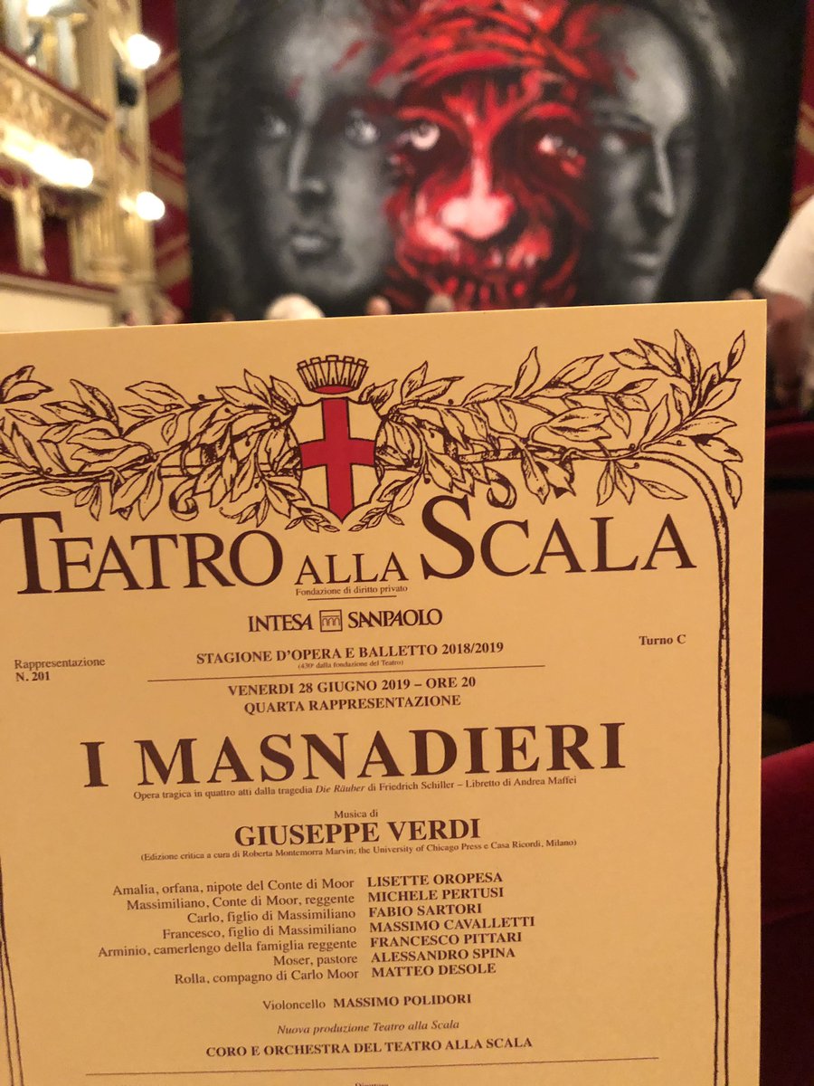 vtguillemin's tweet photo. I Masnadieri (Les Brigands) @teatroallascala avec #Pertusi #Sartori #Cavalletti
Si @Lisette_Oropesa est aussi bonne que dans #Gilda @OperaRoma &amp;
@MMariotti1979 aussi bon que pour #Lombardi au @TeatroRegio l’an passé (https://t.co/SlRLYH3cLD), la soirée va être bonne!! 🎼⚔️🛡 https://t.co/y3NZBAWQgu