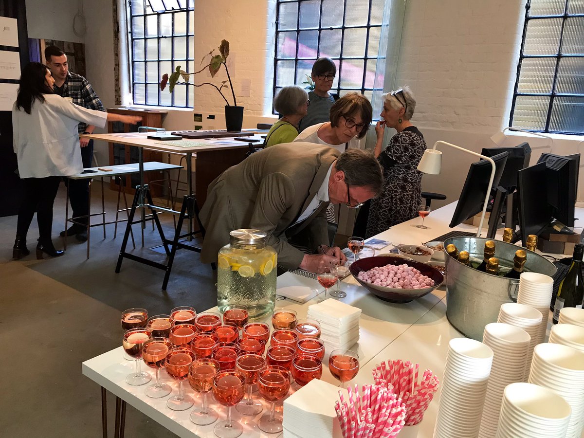 WeAreWaterlooUK's tweet photo. Team outing to @WW_Architecture &amp; @NaganJohnson’s @LFArchitecture studio late - great joint event from two of our members #LFA #CrossingBorders https://t.co/kcOk4QMGYQ