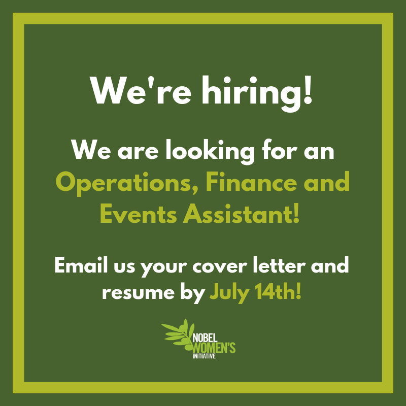 We're hiring! Nobel Women's Initiative is looking for Operations, Finances &amp; Events Assistant - dynamic, organized individual with strong interpersonal skills who wants to make meaningful contribution to work amplifying feminist peace movements globally. ow.ly/4ynh50uPeGi