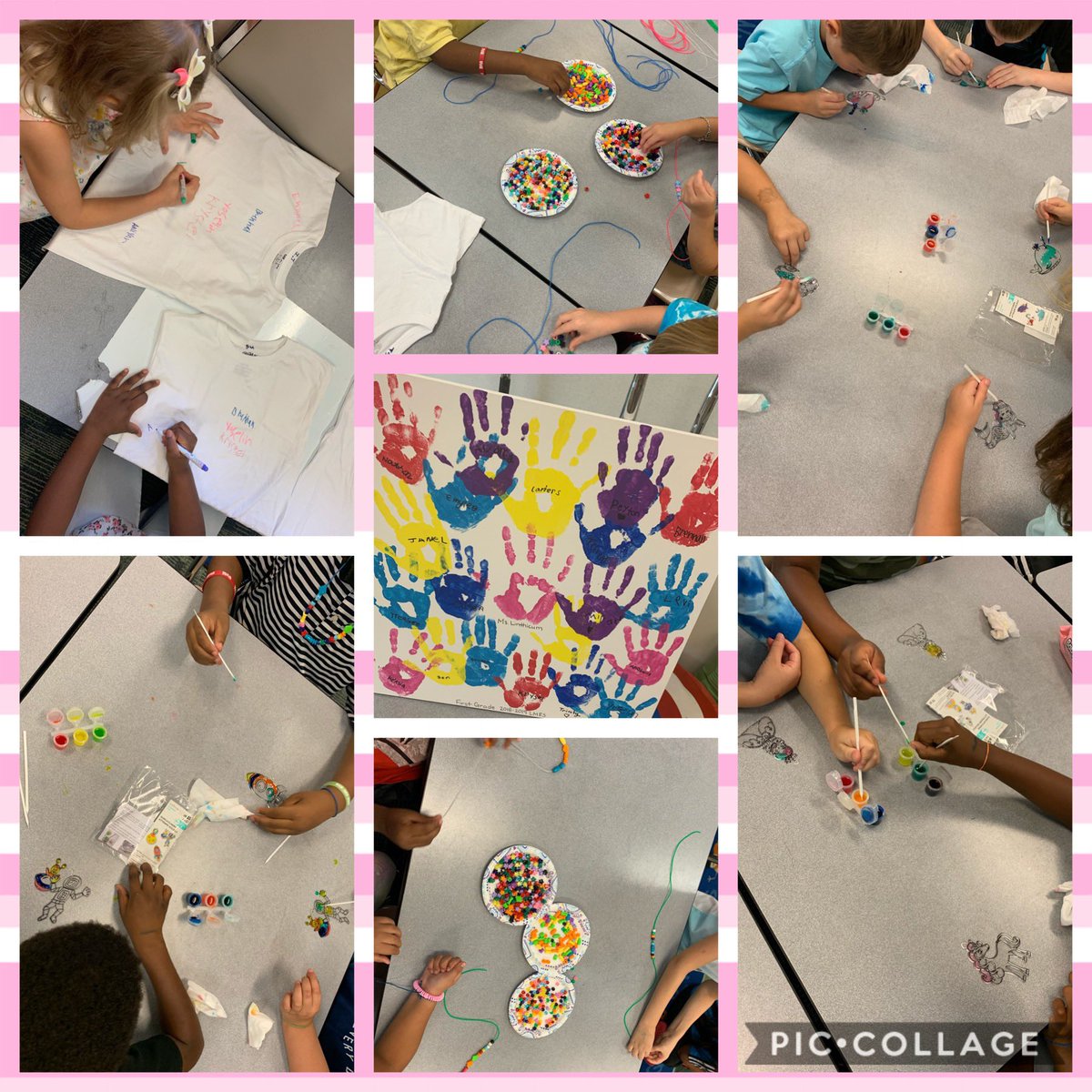 Ms_Linthicum's tweet photo. This week my super creative @lakemyra #firstgraders have been busy making beaded necklaces, sun-catchers, signing T-shirt’s, and drawing the most amazing pictures on my “last-day” dress. I have been so very blessed this year! https://t.co/IjTgOlk7zY