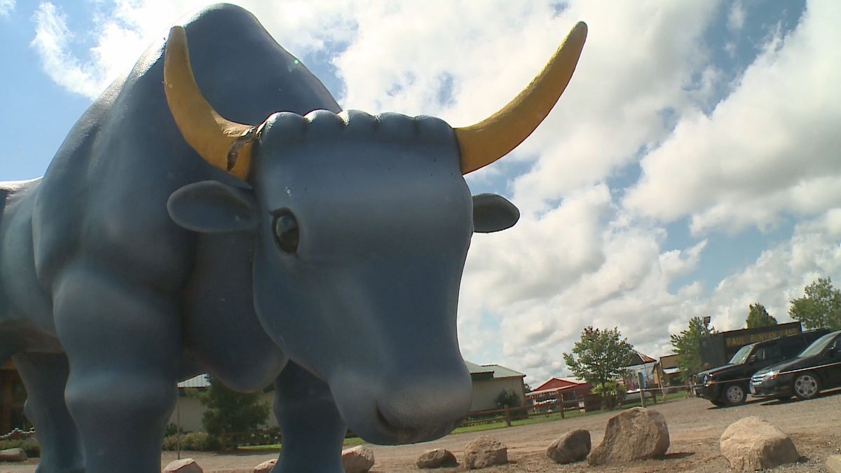 kare11's tweet photo. Hey, it's #NationalPaulBunyanDay! Show us your photos with the hero or his trusty Blue Ox, Babe! They can be found in several places around their favorite state... https://t.co/n2aGLHH4Tu
