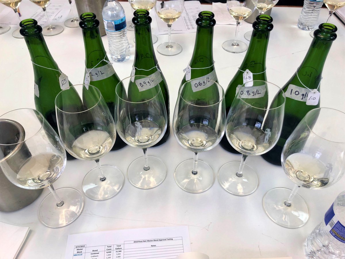 2014 Isabelle Sparkling Wine dosage trials. Dosage refers to the addition of a small amount of wine and sugar added to traditional method sparkling wine or Champagne, determining the perfect balance of acidity and sweetness in the finished wine. Cheers! 🍾