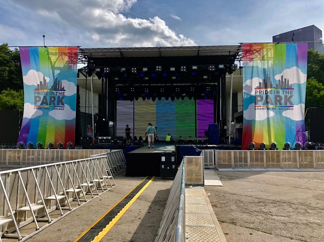 GoPride's tweet photo. Check out this sneak peek of the Pride In The Park stage. Get tickets to tomorrow’s 9-hour music festival 👉🏼 https://t.co/BbRHOn7gNB 

Coverage on https://t.co/T6wL8Hu4K8

#pride2019 #lgbt #lgbtq #lgbtchicago #gaychicago #boystown @PrideintheParkC @GoPride https://t.co/mDsIvbDcho